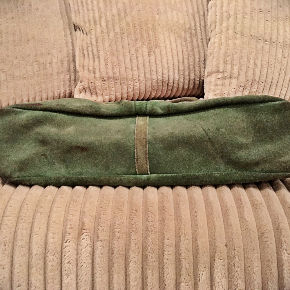 Artisan Green Suede Leather Tote Bag India Multi Pocket Shoulder Bag - Picture 2 of 4
